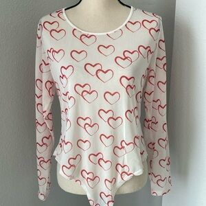 ❤️3x$20 SHEIN Plus Size Heart Print Mesh Teddy Bodysuit